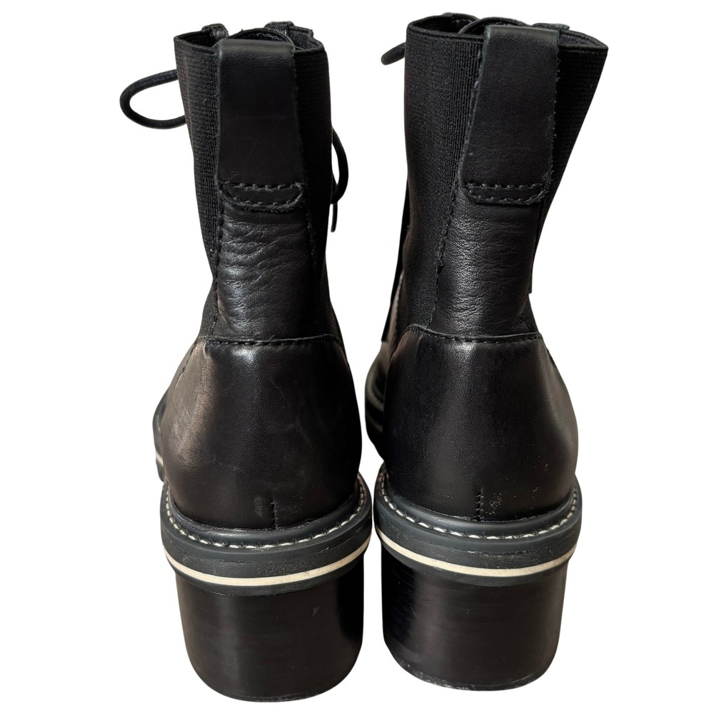 Bernardo Salerno Leather Lace Up Boot Women's Sz 8.5 Black Combat Lug Sole - Picture 2 of 11